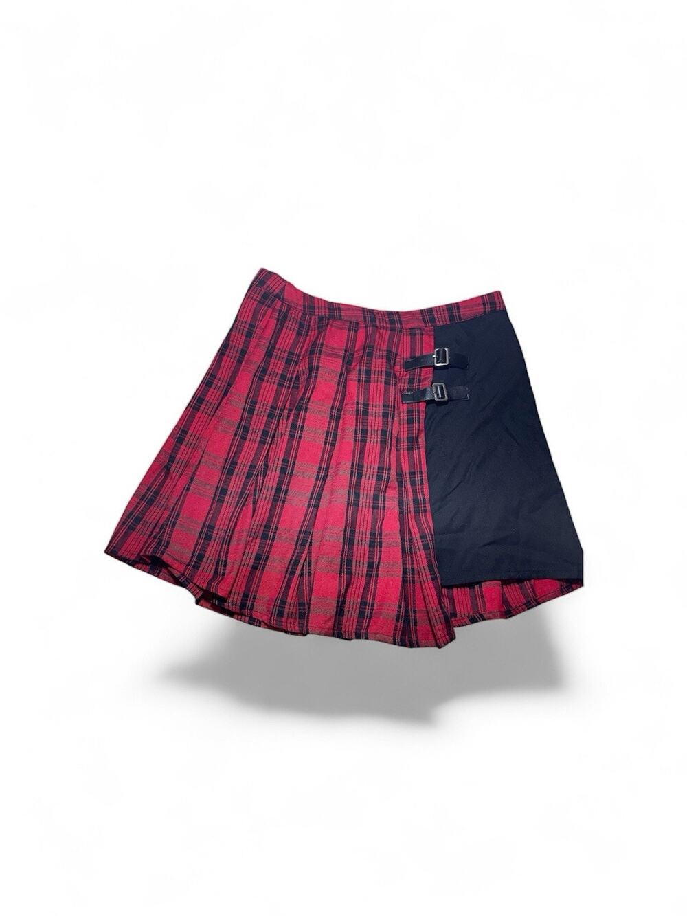 Hot Topic Skirt Sz L Retro Goth Grunge Red Plaid Black Pleated Y2K Style Mini